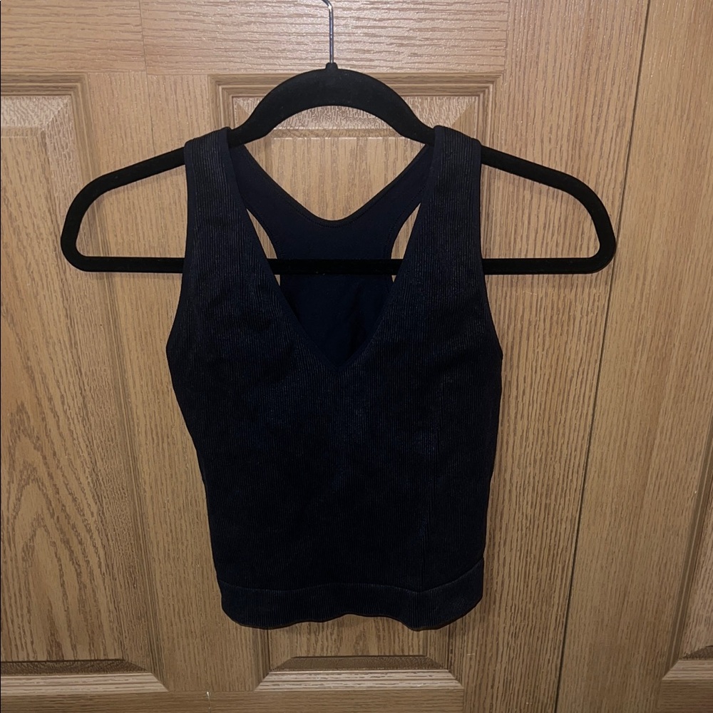 Old Navy Ribbed Black V-Neck Sleeveless Top